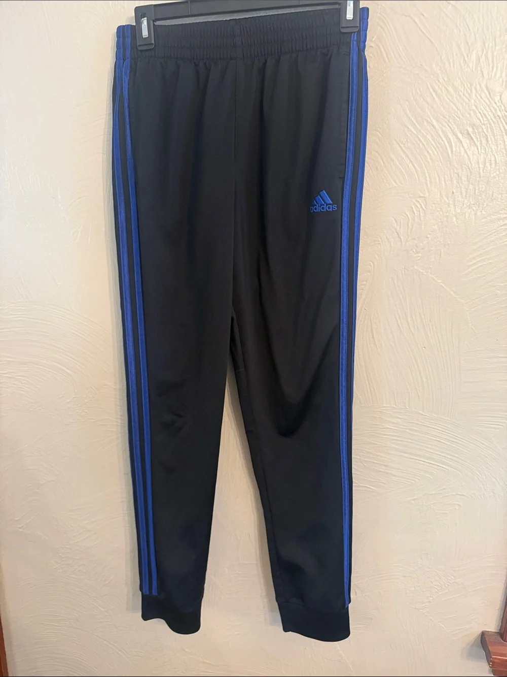 adidas Black Joggers with Blue Side Stripes